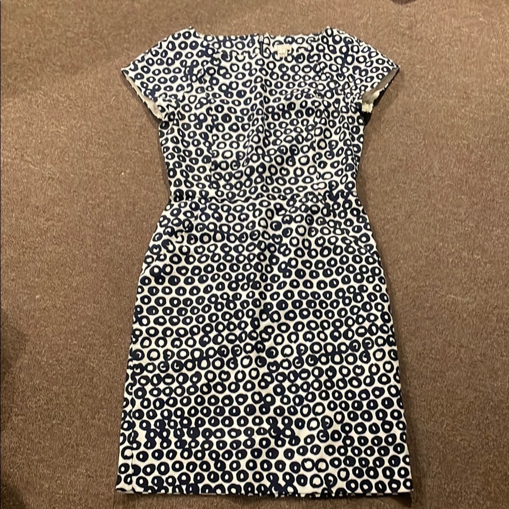 J. Crew White and Blue Sheath Mini Dress